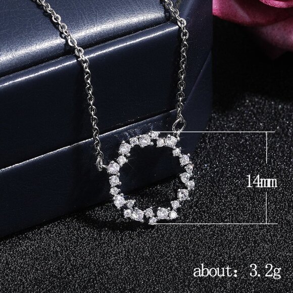 💎 "Dainty Refine Shiny Hollow Round CZ Pendant Necklace for Women, INDN8634 - Picture 4 of 7